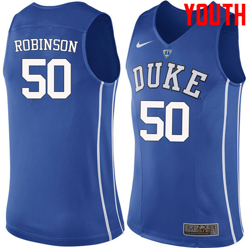 Youth #50 Justin Robinson Duke Blue Devils College Basketball Jerseys-Blue - Click Image to Close